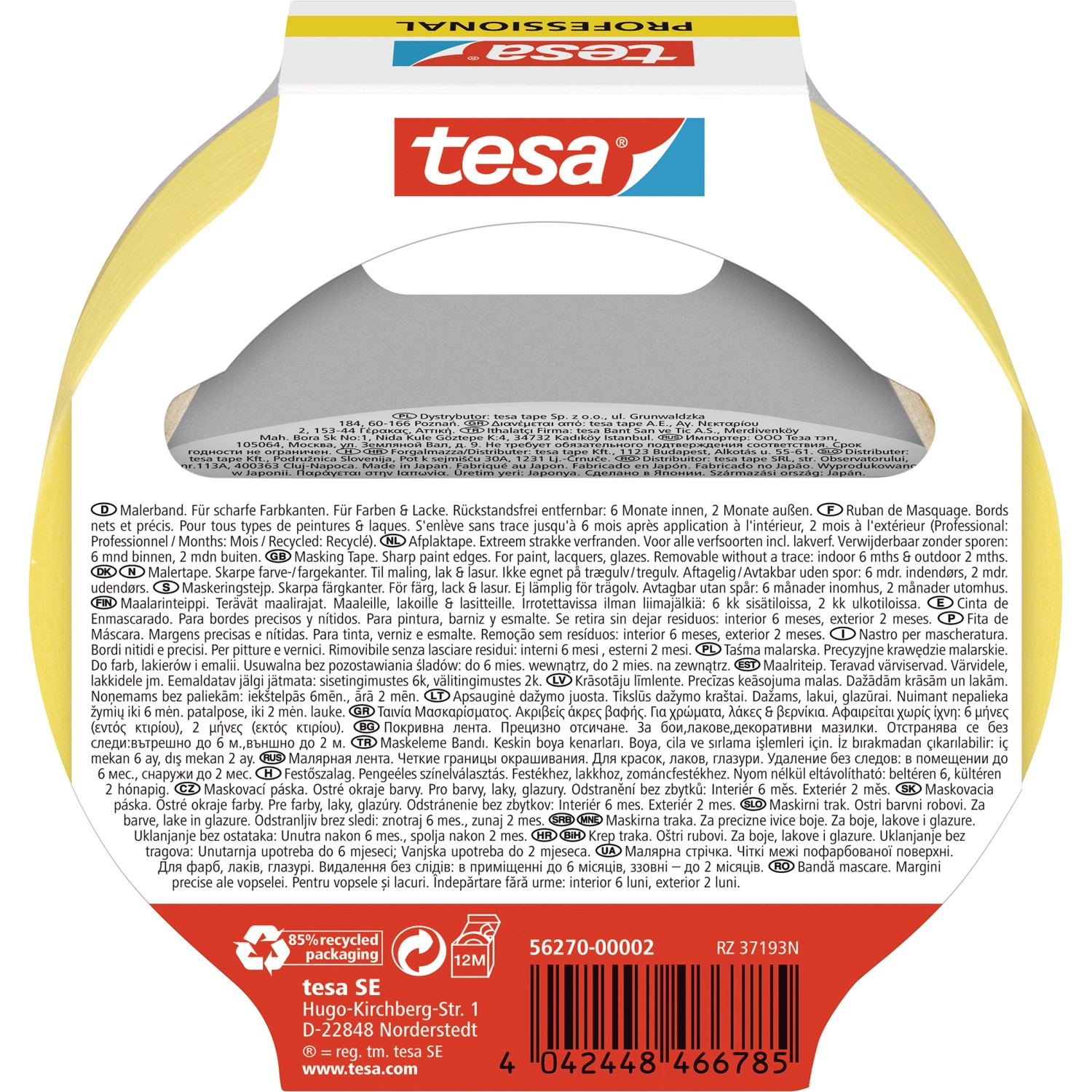 Tesa Malerband Professional, 25mm x 25m, für präzise Farbkanten beim Malen.