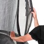 Detailaufnahme des Sicherheitsnetzes vom schwarzen EXIT Allure Premium Trampolin (Ø 305 cm).
