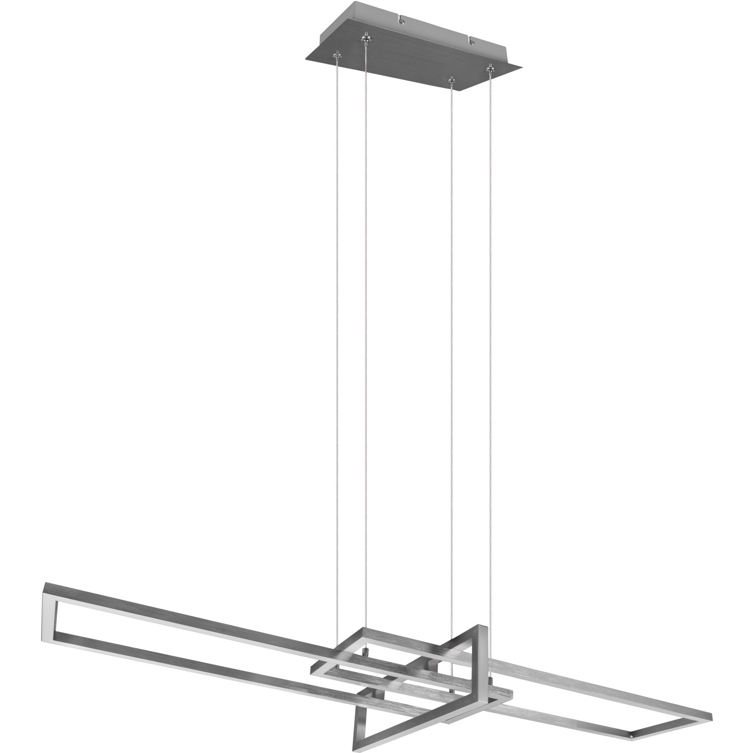 Moderne LED-Pendelleuchte Salinas, 34W, Nickel matt, mit Switch Dimmer für Wohn- und Esszimmer.
