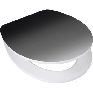 baliv WC-Sitz Alba, MDF Holzkern, Weiß-Schwarz mit Absenkautomatik.