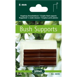 Peacock Verbindungskupplung, 4er Set, Rostfarben, für 6 mm Strauchstützen zur Beetbegrenzung.