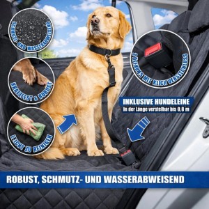 BigDean Autoschondecke Hund Rücksitz Mit Sichtfenster Und Seitenschutz Wasserdichte Hundedecke Auto Rückbank Aus 600D Oxford Rutschfest Kratzfest