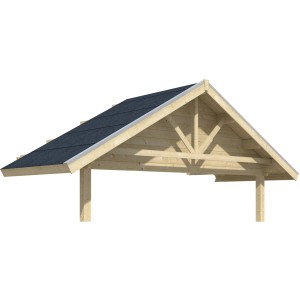 Skan Holz Vordach Bern 212x420cm, Gartenhaus-Zubehör mit Schalung und zwei Pfosten.