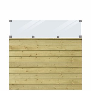 Sichtschutzzaun Klink aus Nadelholz, druckimprägniert, mit Glaselement, 174x163 cm.