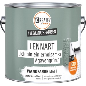 Farbeimer CREATE! by OBI Wandfarbe Lieblingsfarbe Lennart Agavengrün, matte Innenfarbe