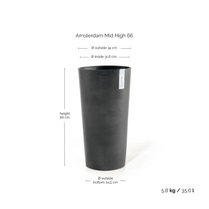 Ecopots Pflanztopf Amsterdam Halbhoch Dunkelgrau 34 cm x 66 cm
