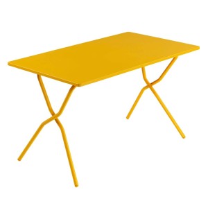 Gelber Lafuma Balkontisch Balcony, 72x120x70 cm, klappbar, Stahlgestell. Gartentisch für Balkon und Terrasse.