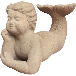 Deko-Figur Meerjungfrau aus Terrakotta 44,5 cm x 21 cm x 25 cm Braun