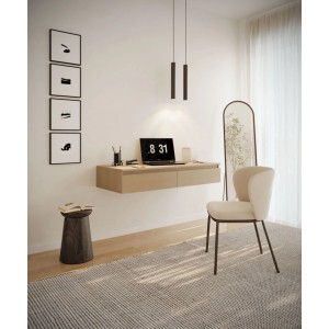 Moderner Selsey Bemmi Wand-Schminktisch 120 cm in heller Eiche Lindberg Optik mit zwei Schubladen.
