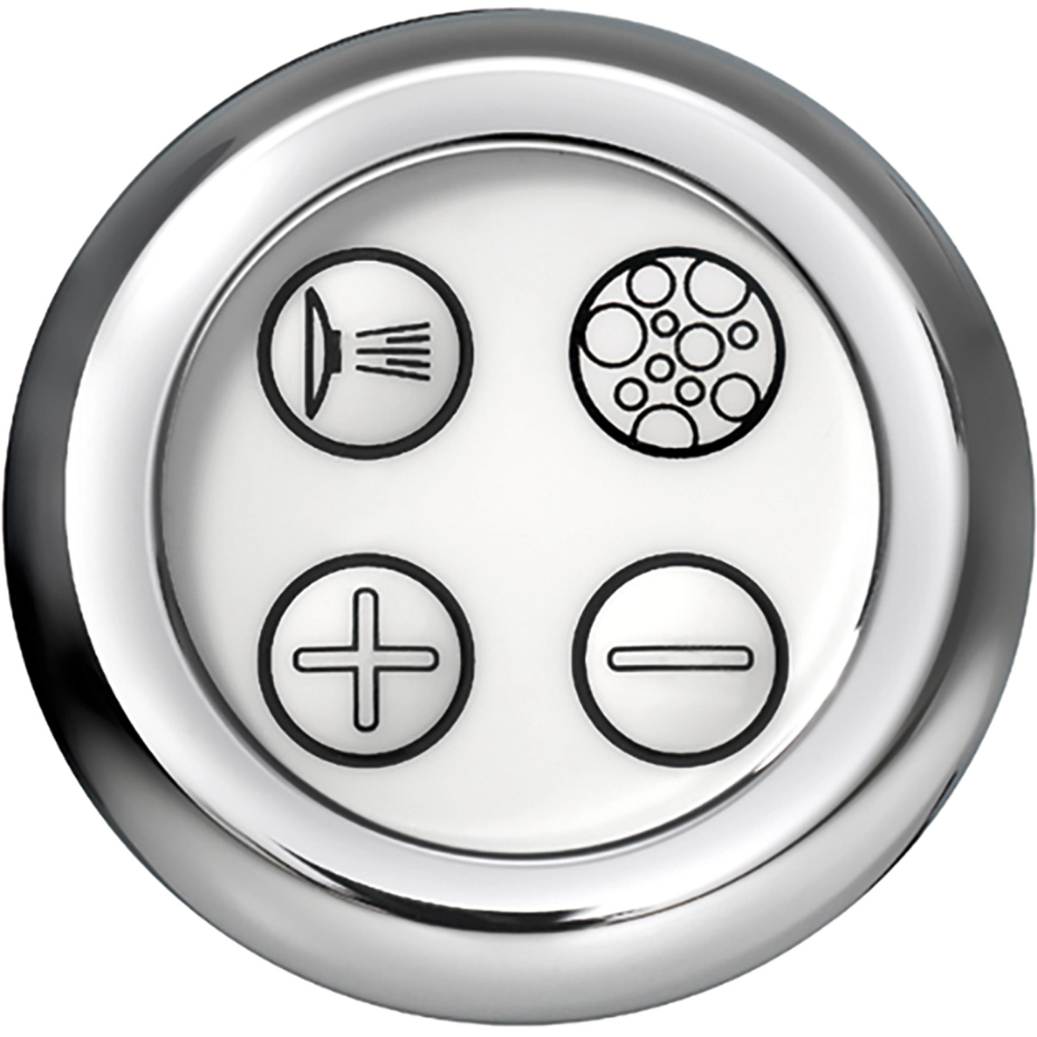 Bedienelement für Ottofond Whirlpool Rosa Premium mit Symbolen für Massage, Luftsystem, Plus und Minus.