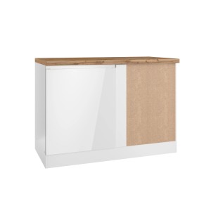 Held Küchen Eckunterschrank Gera, 120 cm, Weiß/Wotan Dekor, für mehr Stauraum in der Küche.