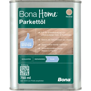 Bona Home Parkett-Öl Neutral 750ml im Metalleimer für die Erstbehandlung von rohen Holzböden.