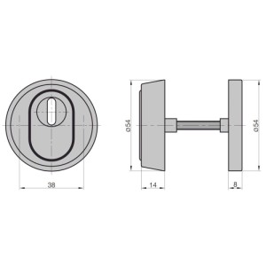 Technische Zeichnung einer runden Basi Schutzrosette SR 300 ZA aus Edelstahl, 15 mm Durchmesser.