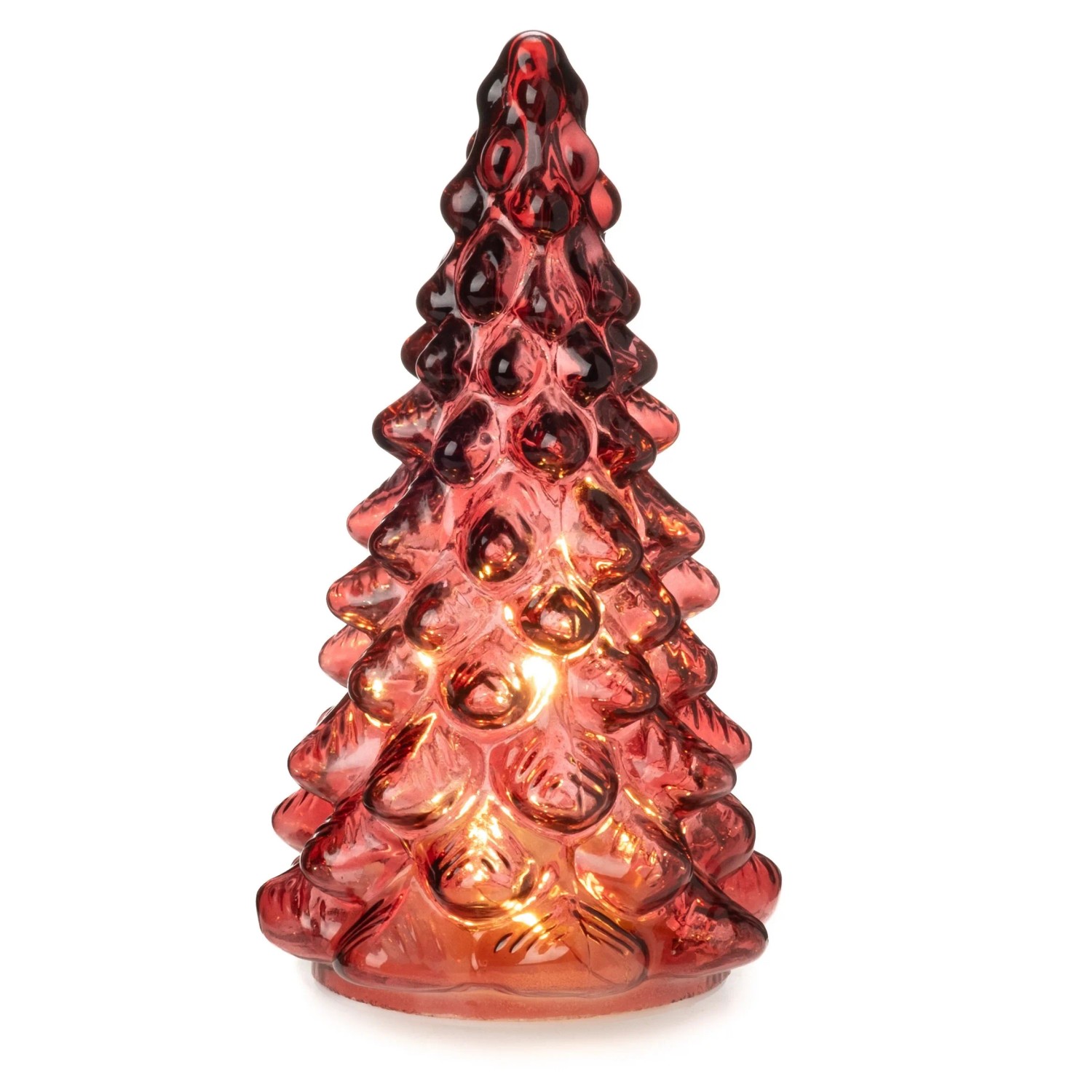 Weihnachts-Deko Tannenbaum aus Glas mit LED und Timer 19 cm Rot kaufen bei OBI