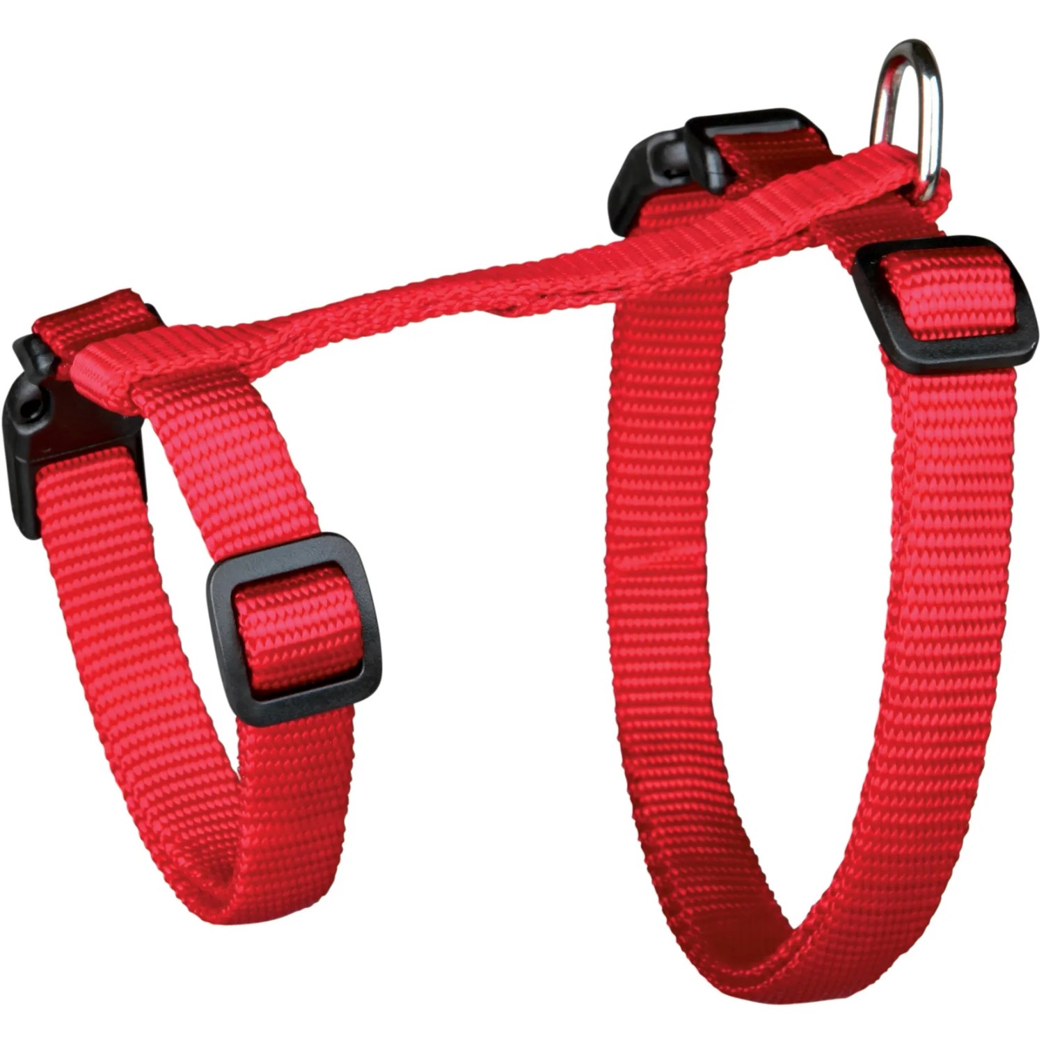 Rotes Trixie Katzengeschirr XL mit Leine, aus Nylon, verstellbar mit Schnappverschlüssen.