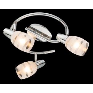 Globo Spot 3er mit Milchglas, Chrom, für E14 Leuchtmittel, Deckenleuchte.