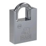 Silbernes Basi Vorhangschloss VHS 616, 60 mm, aus gehärtetem Stahl mit Bügelschutz. Robust und sicher.