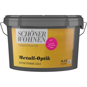 Schöner Wohnen Metall-Optik Farbe, mattes Gold, 2,5 l. Effektfarbe für Wände.