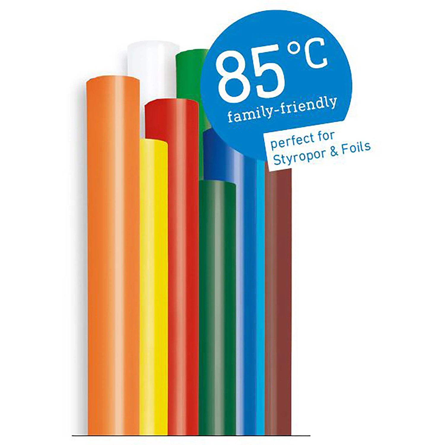Steinel Klebesticks bunt, 85°C, Ø 7mm, 16 Stück. Ideal zum Basteln mit niedriger Temperatur.