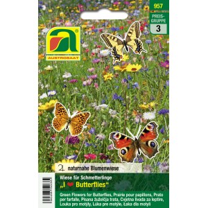 Austrosaat Saatgut Wiese für Schmetterlinge, mehrfarbige Blumenmischung.