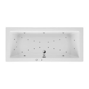 Weißer Ottofond Whirlpool Cubic Premium 170x75 cm aus Acryl mit Massagedüsen und Steuerung, Draufsicht.