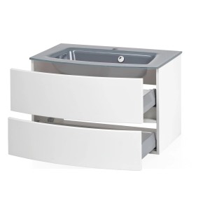 Held Möbel Einzelwaschtisch Salerno, 80 cm, Weiß Matt mit Softclose und zwei Schubladen.