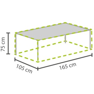 Garten-Schutzhülle für Gartentische, max. 160 cm, 75 cm x 205 cm x 165 cm.