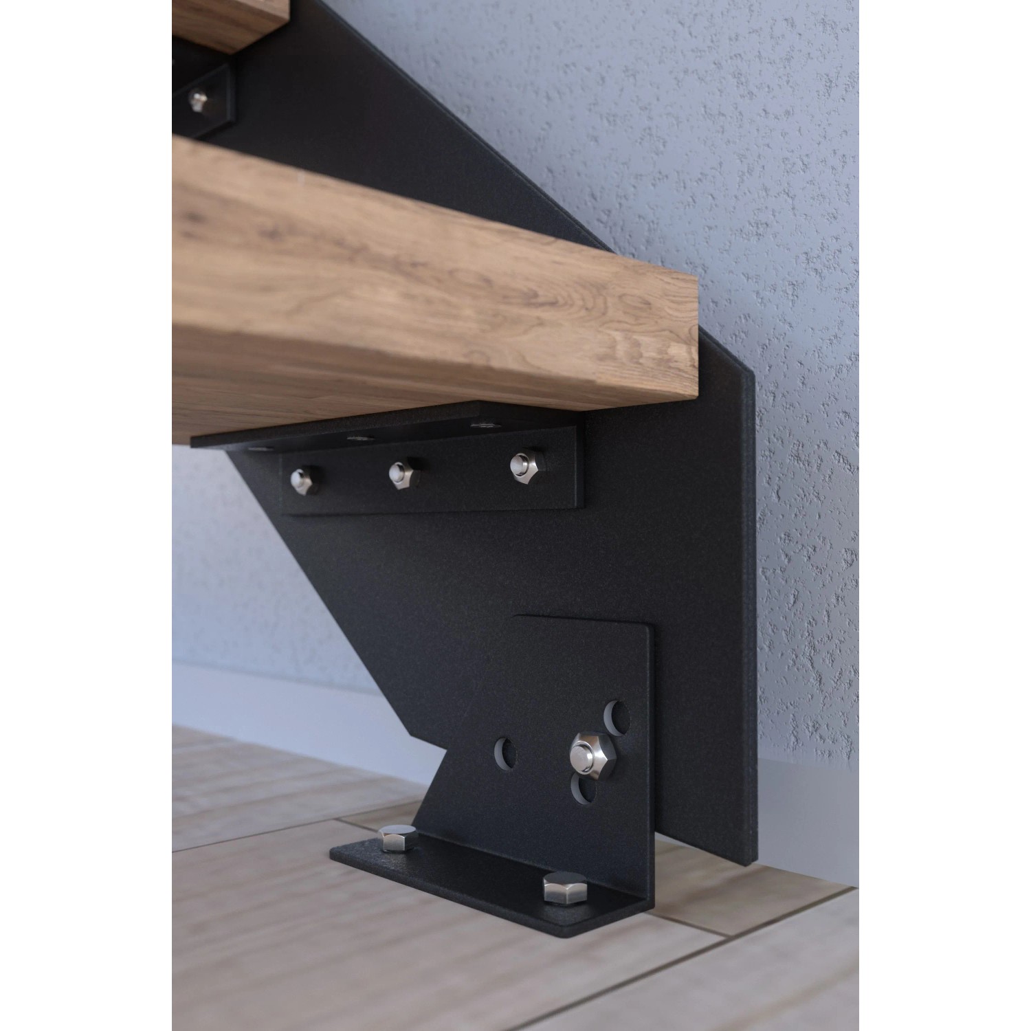 Treppe Kos 13 Stufen Eiche Rustik Geölt 107 cm Design-Geländer Anthrazit FSC®_5