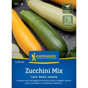 Kiepenkerl Zucchini Mix: Gelbe, grüne und helle Zucchinisorte, ideal für Garten und Hochbeet.