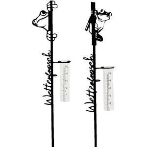 Boltze Regenmesser Talon, 2-fach sortiert, schwarz, aus Eisen und Glas, Gartendeko.