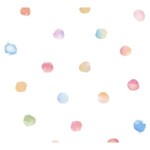 Bunte Vliestapete mit Punktmuster für das Kinderzimmer, Weißer Hintergrund.