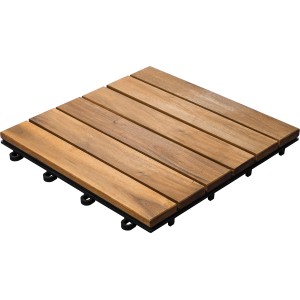 Florco Akazie Holzfliese, 30x30cm, 5er-Pack. Echtholz-Klickfliese für Terrasse & Balkon.