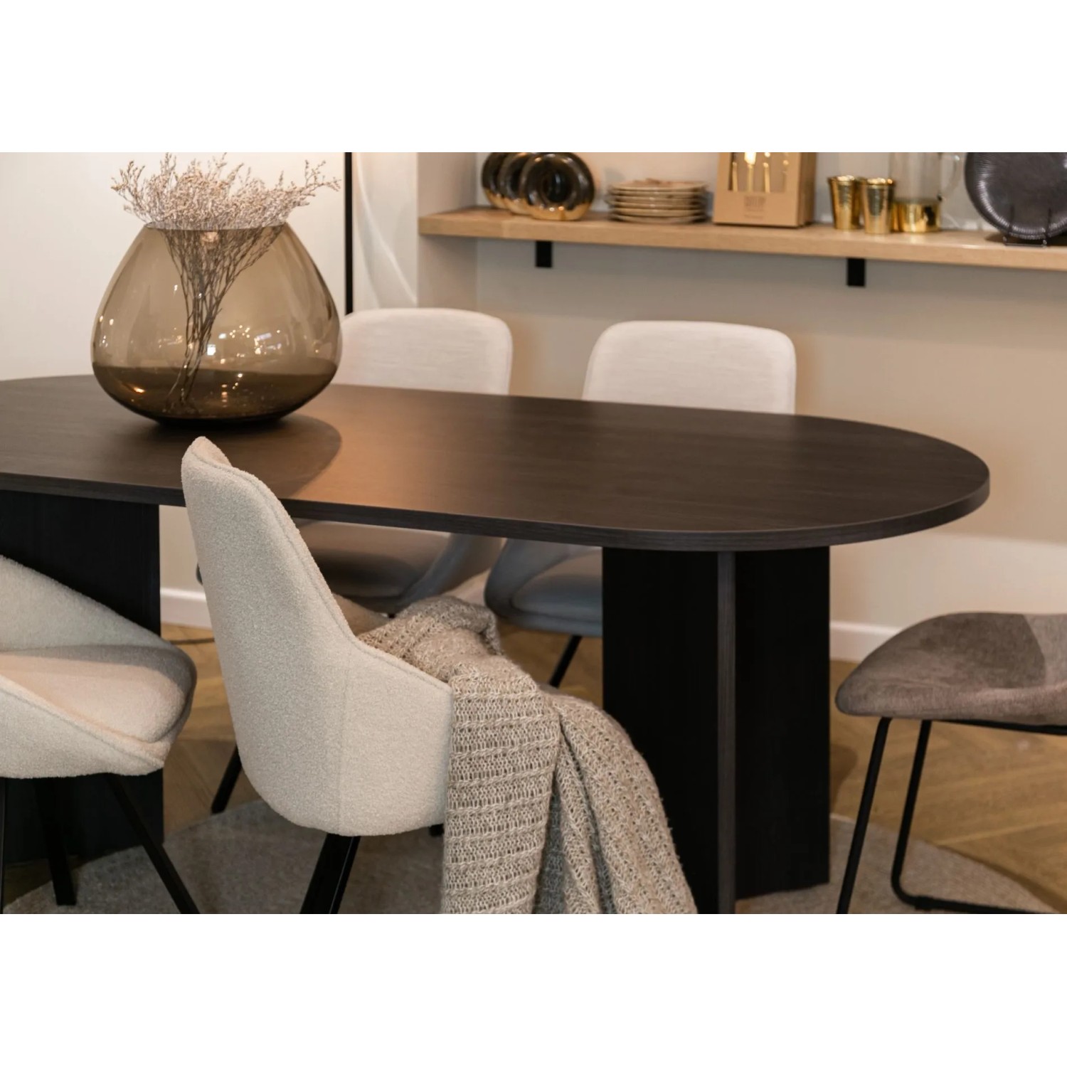 Selsey Esstisch Ovo Oval Holzoptik Esche Portland Schwarzgrau 204 cm kaufen bei OBI