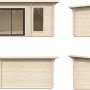 Palmako Sauna Sanna Slide Plus, naturbelassen, mit Schiebetür und Panoramafenster. Saunahaus aus Fichtenholz.