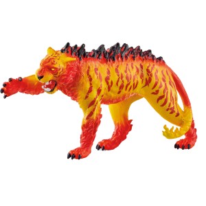 Schleich Lava-Tiger Eldrador Creatures Spielzeugfigur, rot-gelb mit schwarzen Details.