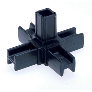 Schwarzer Arcansas Rohrverbinder aus PVC, 2 cm, für den Bau von Regalen und Möbeln.