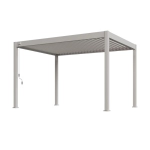 Weide Deluxe Plus Pavillon, Aluminium Terrassenüberdachung 3x4m in Ivory Sand mit verstellbaren Lamellen.