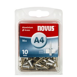 Novus Blindnieten A4, 4x10 mm, Aluminium, 70 Stück im Blisterpack