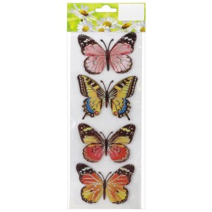 Mehrfarbiges Sticker-Set mit 4 Schmetterlingen zur Osterdekoration.