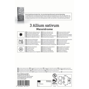 Kiepenkerl Winterpflanzknoblauch Messidrome, 3 weiße Steckzwiebeln. Verpackung mit Pflanzanleitung.