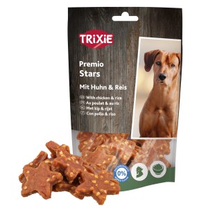 Trixie Premio Stars Hunde-Belohnungssnacks mit Huhn und Reis, sternförmig.