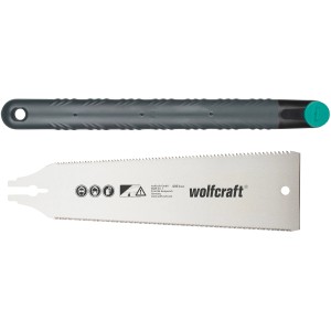 Wolfcraft Japansäge, 240 mm, mit grauem Griff und flexiblem Sägeblatt für feine und grobe Schnitte.