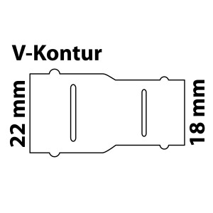 Abbildung einer blanken CU-Reduzier-Doppelmuffe 22 mm x 18 mm für Pressfittings.