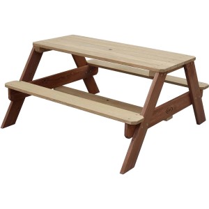 Axi Nick Picknicktisch aus Holz, braune Beine, Tischplatte naturfarben. Ideal für Kinder zum Spielen im Garten.