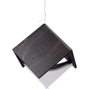 Schwarz-weißes Dobar Vogelhaus Kubus zum Aufhängen, 20x20x27 cm, FSC®-zertifiziert.