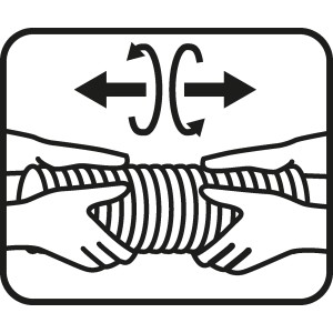 Symbol: ALU-Flexrohr System 125 vorsichtig auseinanderziehen und drehen.