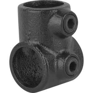 Schwarzes T-Stück 90° für 2,7 cm Stahlrohre zum Möbelbau.