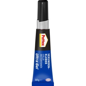 Pattex Sekundenkleber Ultra Gel, flexibler Alleskleber in einer blauen 10g Tube.