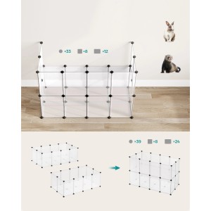 Feandrea Freigehege mit Bodenplatten 125 cm x 63 cm x 42 cm Weiß