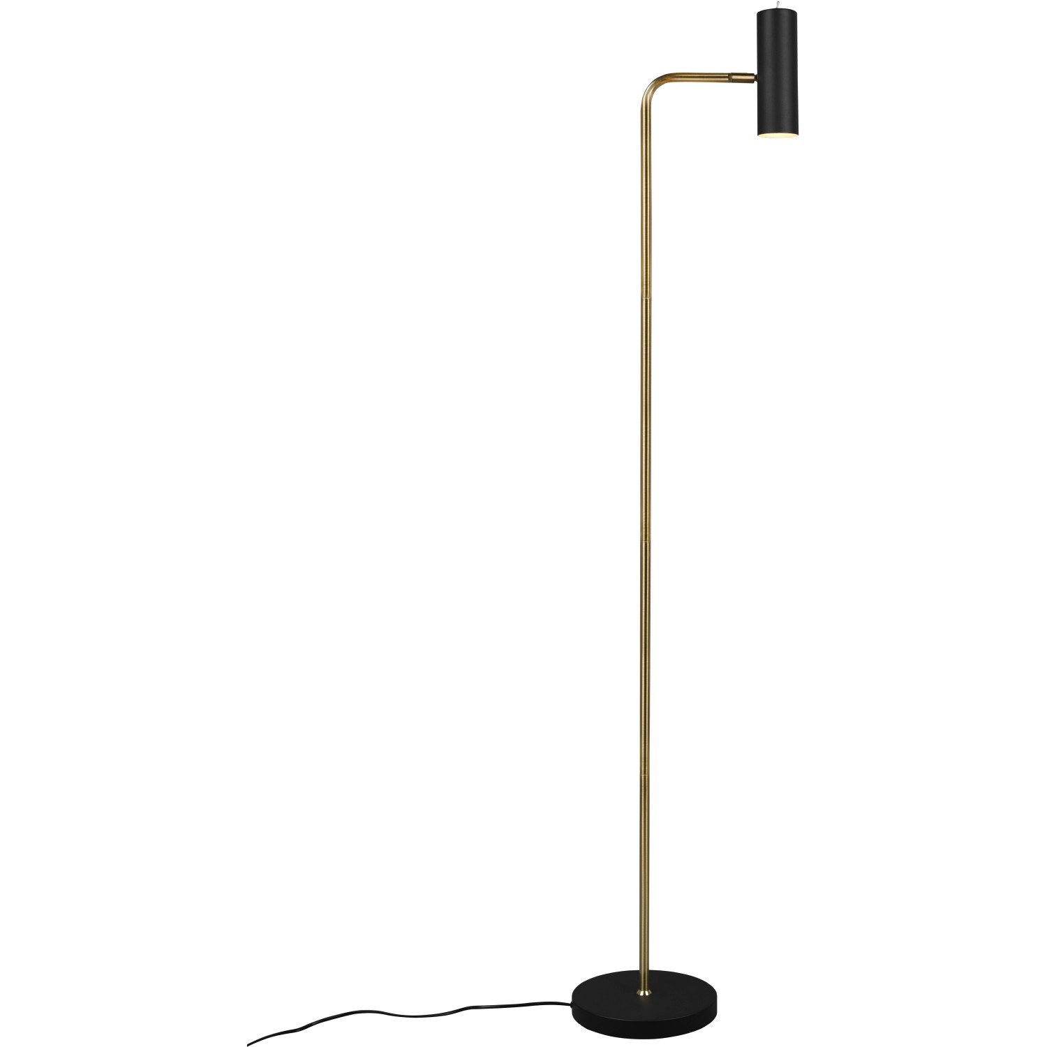Moderne Trio Stehleuchte Marley in Messing matt und Schwarz. LED-Stehlampe für Wohnzimmer und Schlafzimmer.